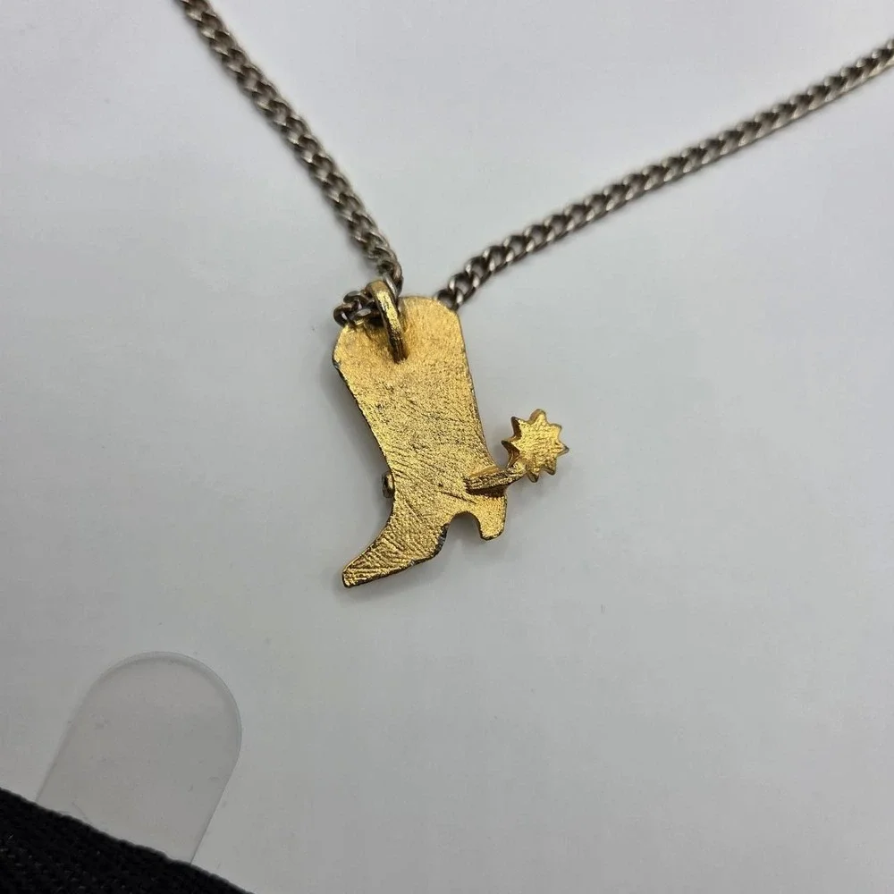 Unbranded Cowboy Boot Necklace Women OS Gold Silver Good Rhinestone Western Spur